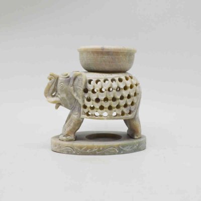 Soapstone Elephant Aroma Lamp (Without Candle)
