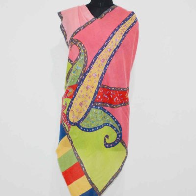 Pure Cashmere Wrap / Stole With Single Paisley Embroidery 
