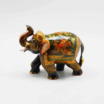 Whitewood Elephant With Miniature Painting