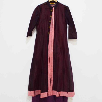 Double Layered Ikat Dress with Chanderi Jacket