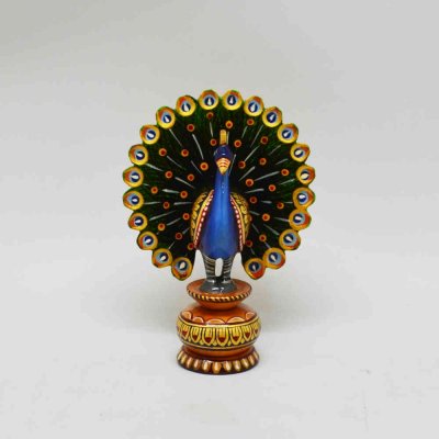 Wooden Handpainted Dancing Peacock