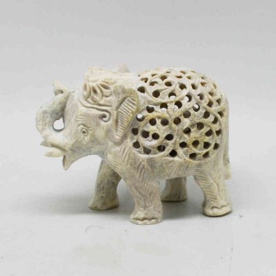 Soft Stone Elephant With Jali Work