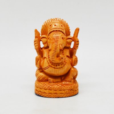Whitewood Baby Ganesha With Sinhasan