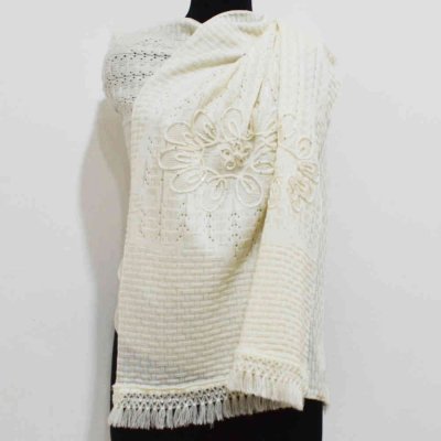 Woolen Wrap / Stole with Knitted Work