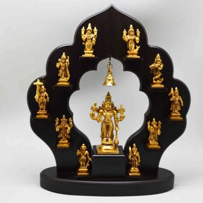 Brass Dashavatara With Wood Frame 