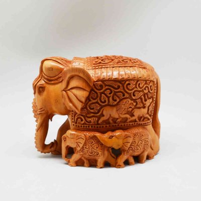 Whitewood Elephant With Miniature Carving on Shikhar 