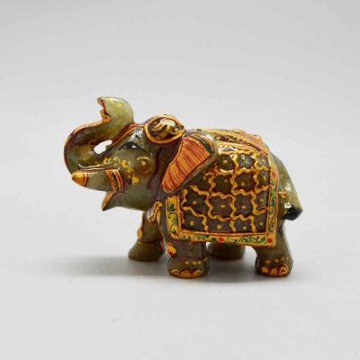 Jade Stone Elephant Up Trunk 2 Inch