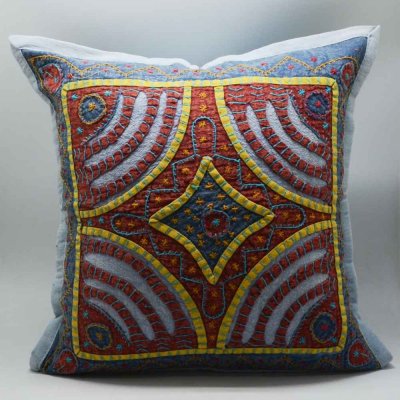 Cotton Rangoli patch Cushion Cover 