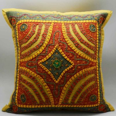 Cotton Rangoli patch Cushion Cover 