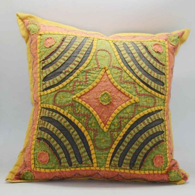 Cotton Rangoli patch Cushion Cover 