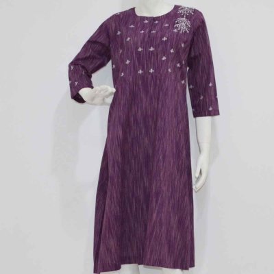 Raw Cotton Dress with Embroidery