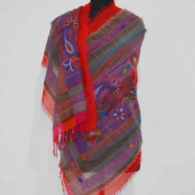 100% Wool Boiled Wrap / Stole With Embroidery Work