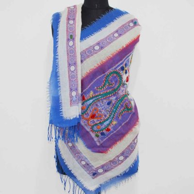 100% Wool Boiled Wrap / Stole With Embroidery Work