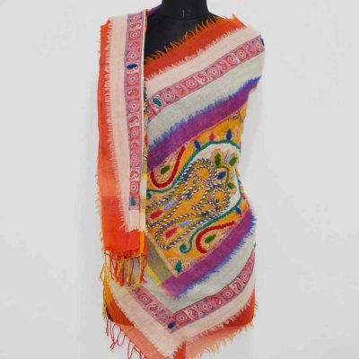 100% Wool Boiled Wrap / Stole With Embroidery Work