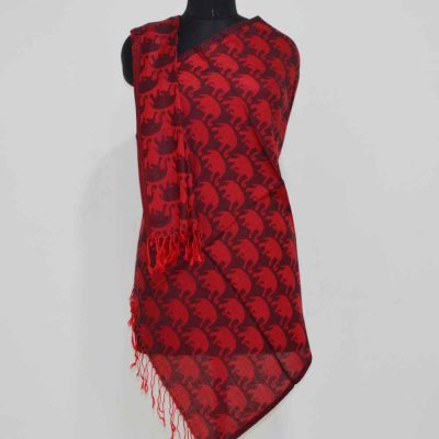 Modal Elephant Printed Jacquard Weave Reversible Wrap / Stole