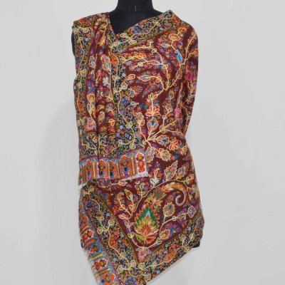 Modal Print Kalamkari Ary Embroidery Wrap / Stole