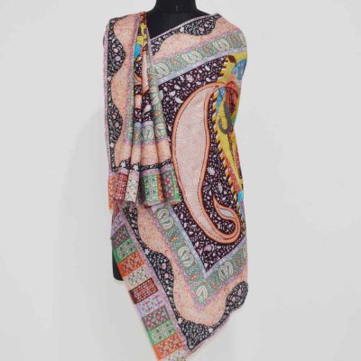 Modal Print Kalamkari Ary Embroidery Wrap / Stole