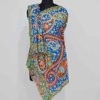 Modal Print Kalamkari Ary Embroidery Wrap / Stole