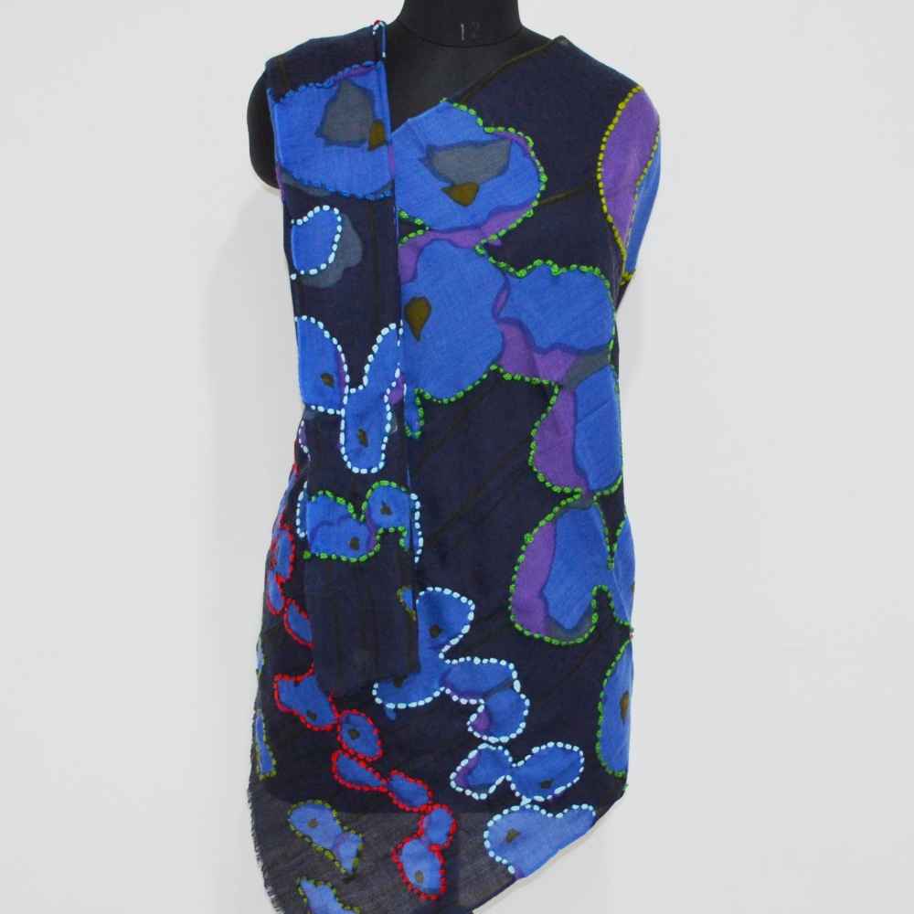 Fine Wool Hand Paint Embroidery Stole / Wrap | 817017 - 1 (02PW1511 ...